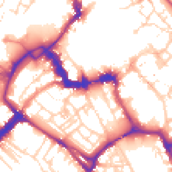 Daytime road noise heatmap for YO1 6DD