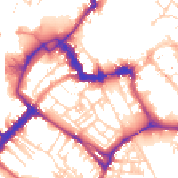 Daytime road noise heatmap for YO1 6DE
