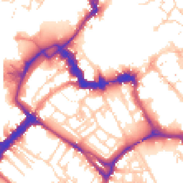 Daytime road noise heatmap for YO1 6DF