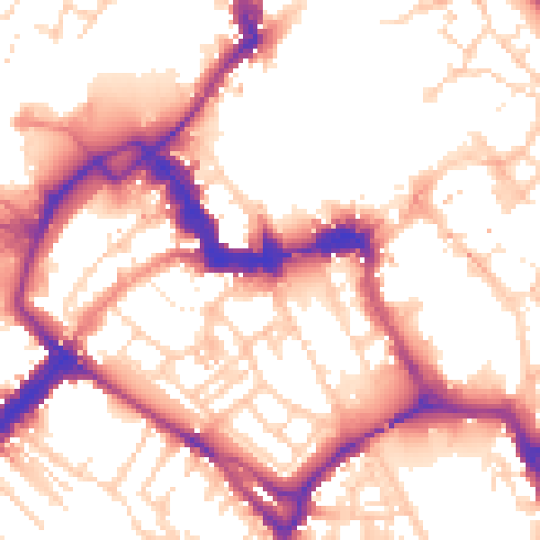 Daytime road noise heatmap for YO1 6DG