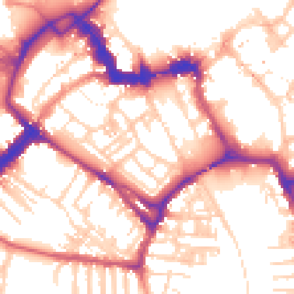 Daytime road noise heatmap for YO1 6DJ
