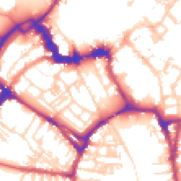 Daytime road noise heatmap for YO1 6DQ