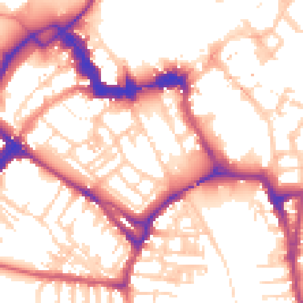 Daytime road noise heatmap for YO1 6DS