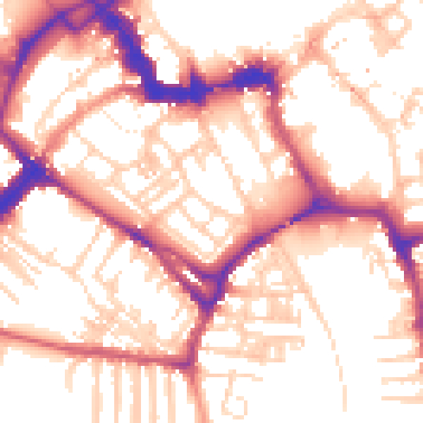 Daytime road noise heatmap for YO1 6DU