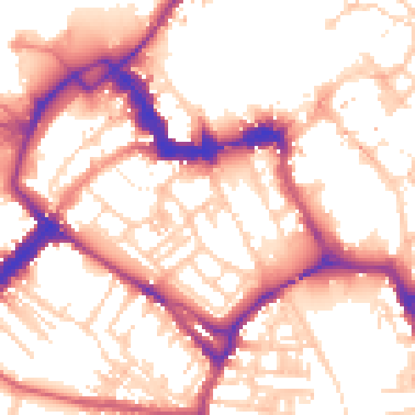 Daytime road noise heatmap for YO1 6DW