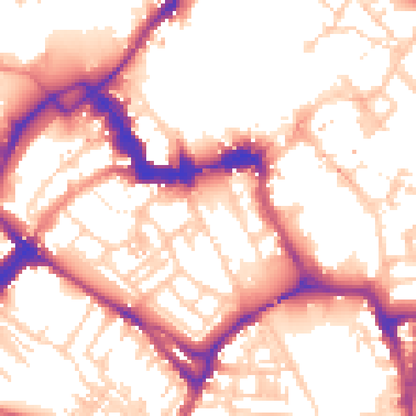 Daytime road noise heatmap for YO1 6DX