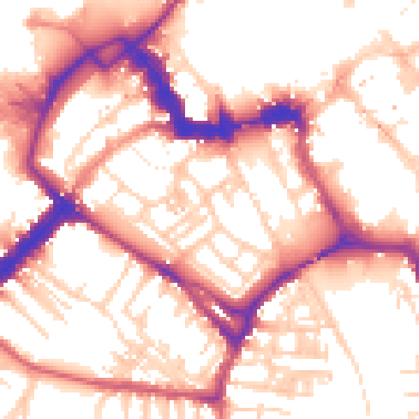 Daytime road noise heatmap for YO1 6DZ