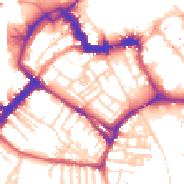 Daytime road noise heatmap for YO1 6EA