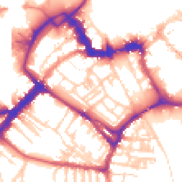 Daytime road noise heatmap for YO1 6EB