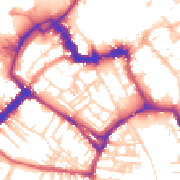 Daytime road noise heatmap for YO1 6ED