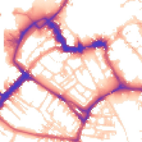 Daytime road noise heatmap for YO1 6EE