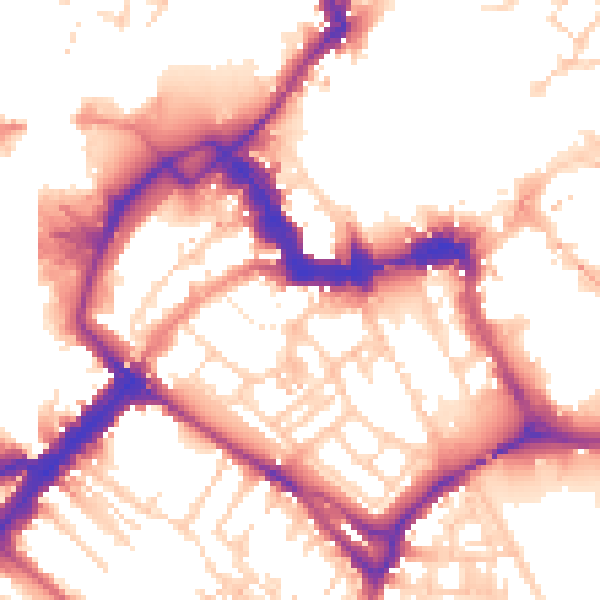 Daytime road noise heatmap for YO1 6EH