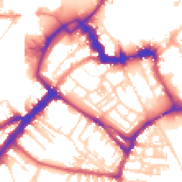 Daytime road noise heatmap for YO1 6EJ