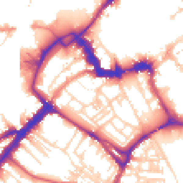Daytime road noise heatmap for YO1 6EL