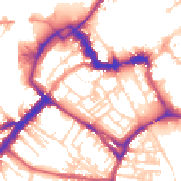 Daytime road noise heatmap for YO1 6EN