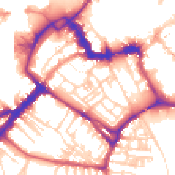 Daytime road noise heatmap for YO1 6EP