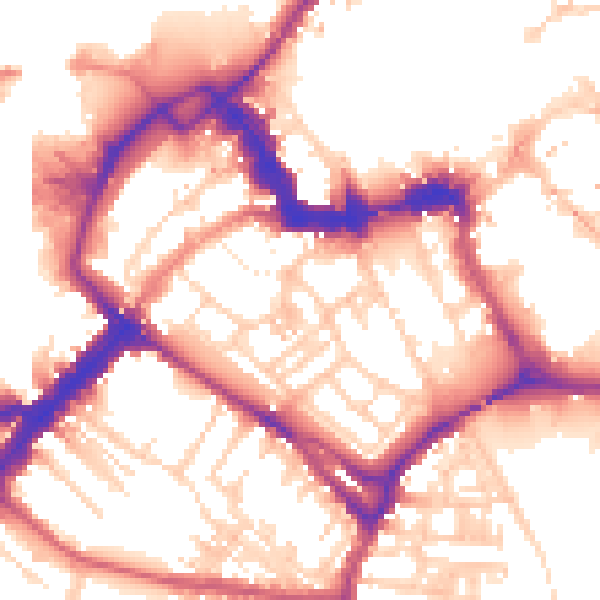 Daytime road noise heatmap for YO1 6EQ