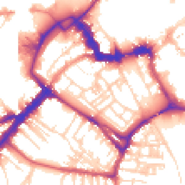 Daytime road noise heatmap for YO1 6ER