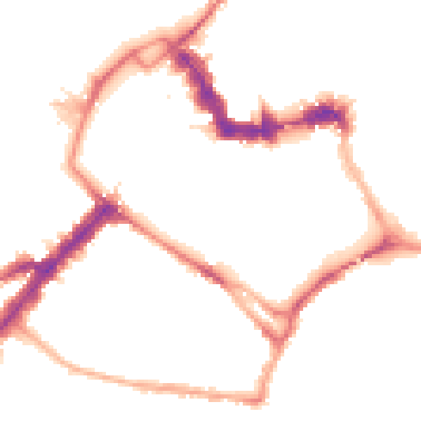 Night-time road noise heatmap for YO1 6ER