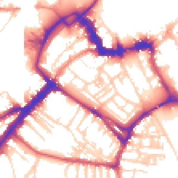 Daytime road noise heatmap for YO1 6ES