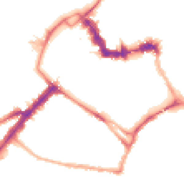 Night-time road noise heatmap for YO1 6ES