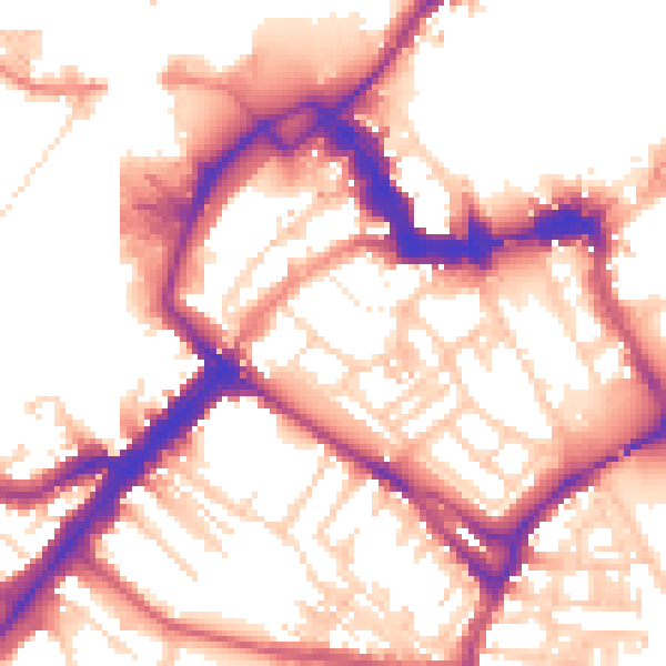 Daytime road noise heatmap for YO1 6ET
