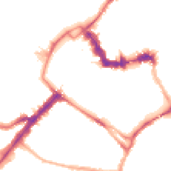 Night-time road noise heatmap for YO1 6ET