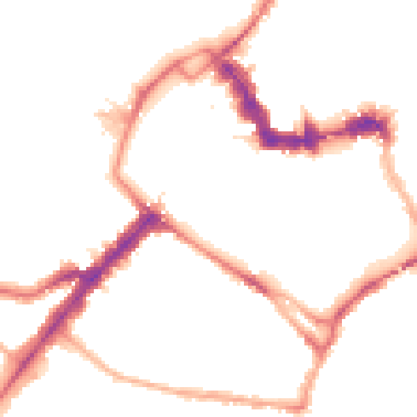 Night-time road noise heatmap for YO1 6EX