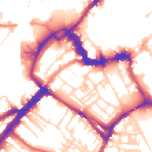 Daytime road noise heatmap for YO1 6EY