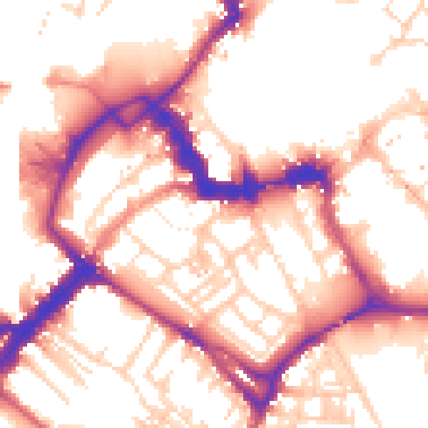 Daytime road noise heatmap for YO1 6FD