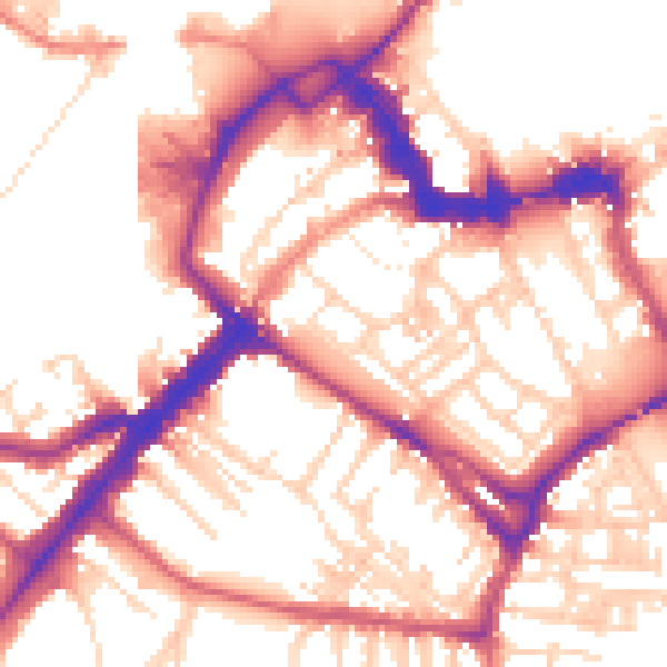 Daytime road noise heatmap for YO1 6HA