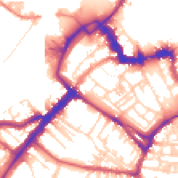 Daytime road noise heatmap for YO1 6HB