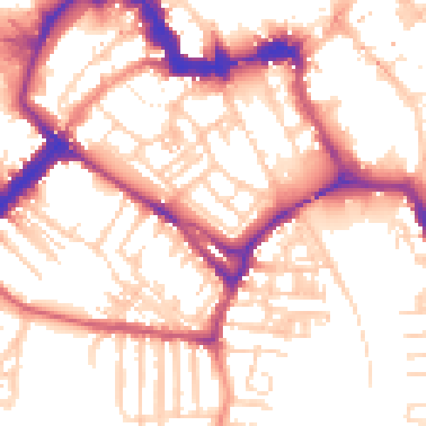 Daytime road noise heatmap for YO1 6HE