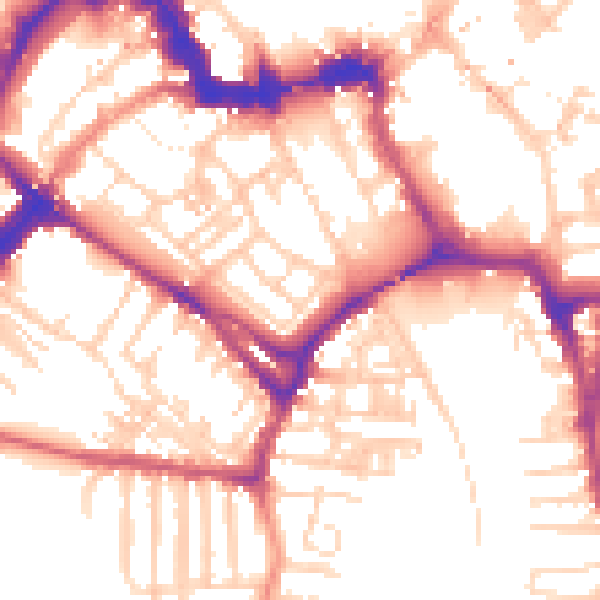 Daytime road noise heatmap for YO1 6HF