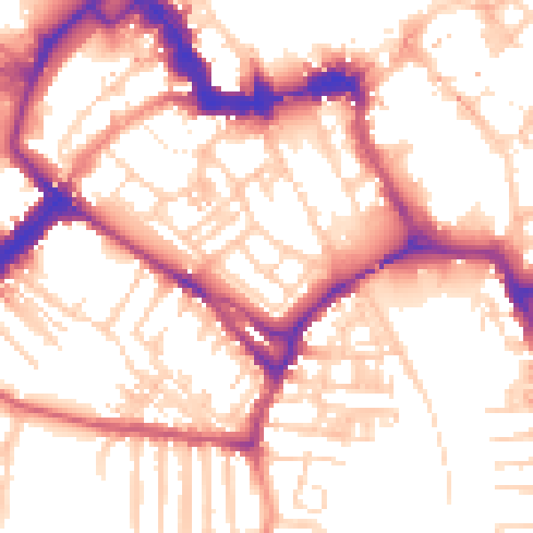 Daytime road noise heatmap for YO1 6HG