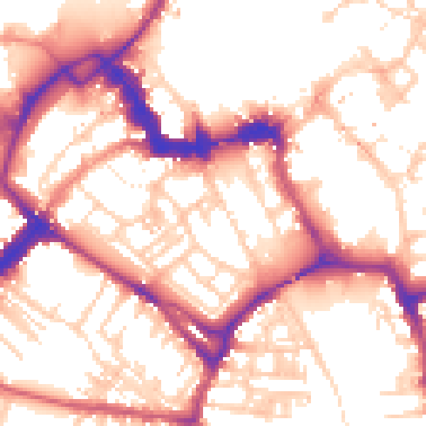 Daytime road noise heatmap for YO1 6HJ