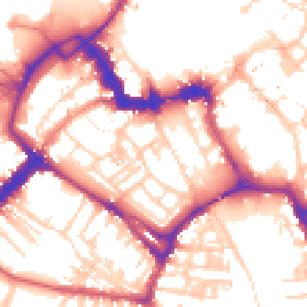 Daytime road noise heatmap for YO1 6HN