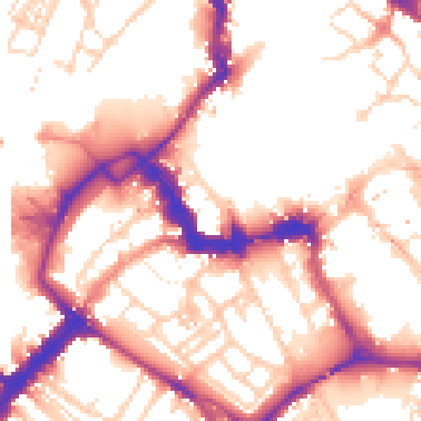 Daytime road noise heatmap for YO1 6JD