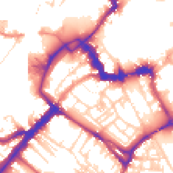 Daytime road noise heatmap for YO1 6LL