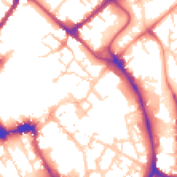 Daytime road noise heatmap for YO1 7AD