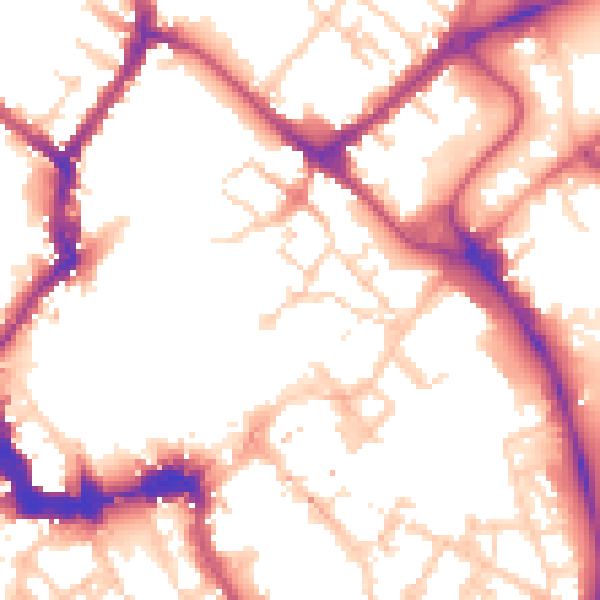 Daytime road noise heatmap for YO1 7BD