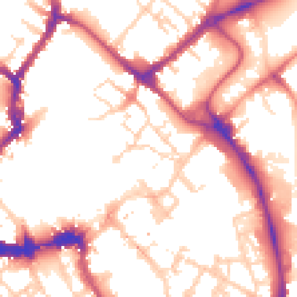 Daytime road noise heatmap for YO1 7BS