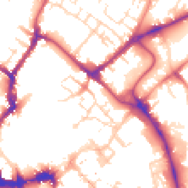 Daytime road noise heatmap for YO1 7BT