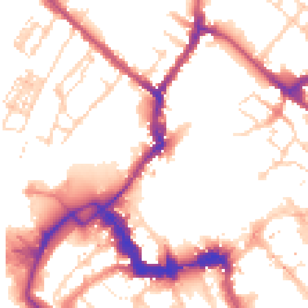 Daytime road noise heatmap for YO1 7DT