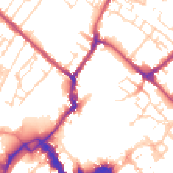Daytime road noise heatmap for YO1 7EJ