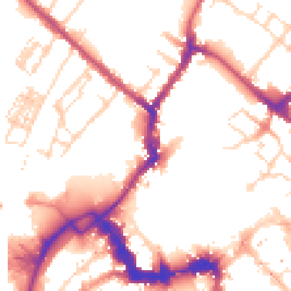 Daytime road noise heatmap for YO1 7HF