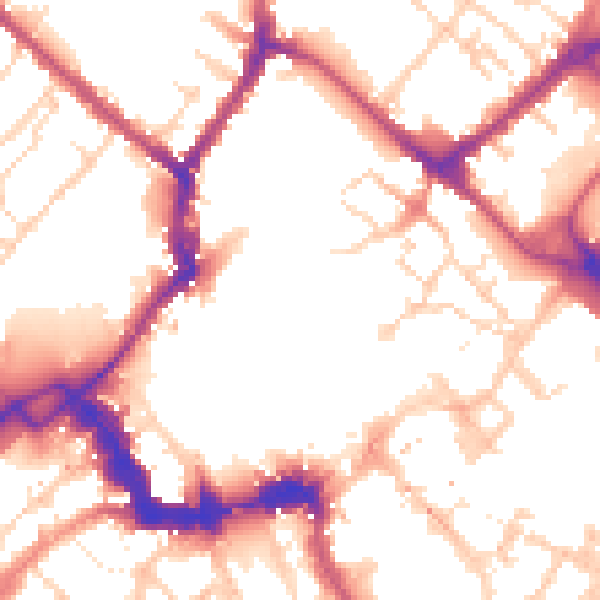 Daytime road noise heatmap for YO1 7HU