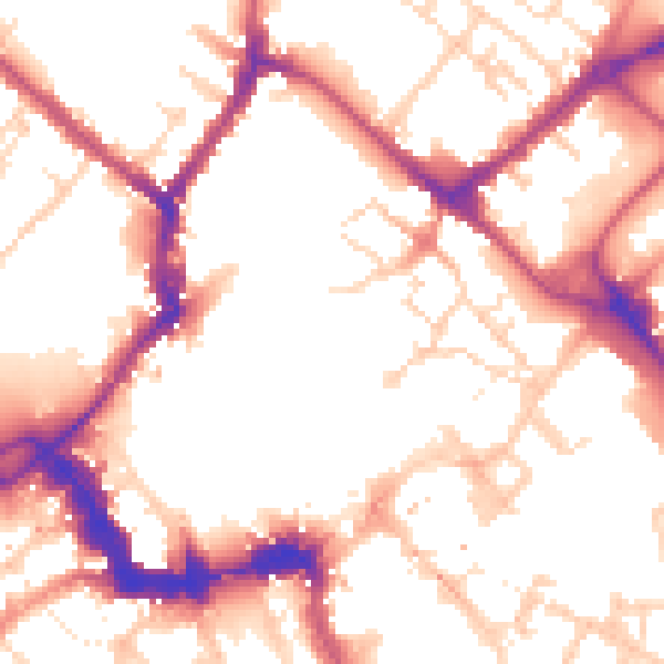 Daytime road noise heatmap for YO1 7HZ