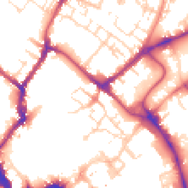 Daytime road noise heatmap for YO1 7JP