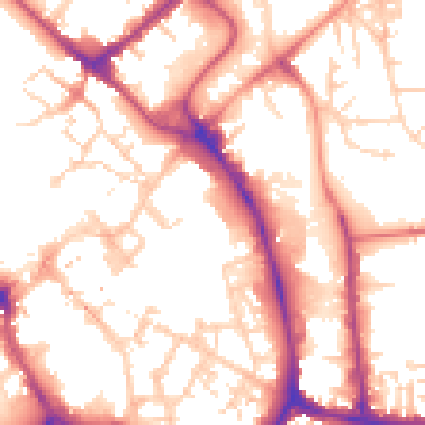 Daytime road noise heatmap for YO1 7NA